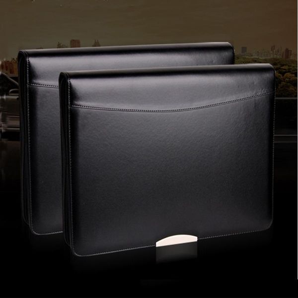 Ordner A4 Leder Datei Ordner Reißverschluss Portfolio Aktentasche A4 Padfolio Business Manager Bag Ring Binder mit Metalldekorationsblatt 448a