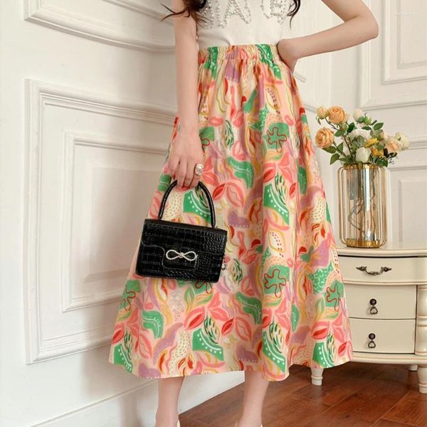 Saias SISHION Fashion 2023 Summer Floral Print Midi For Women VD4029 Elegant Party A Line Jupe Longue Femme