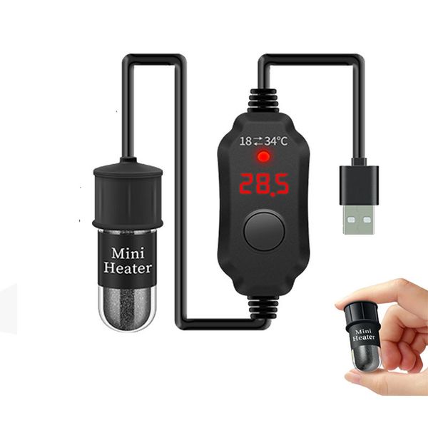 Filtration Heizung Mini Aquarium Heizstab Aquarium Heizung Tauchthermostat 1834 °C Einstellbare Temperatur USB-Aufladung 230627