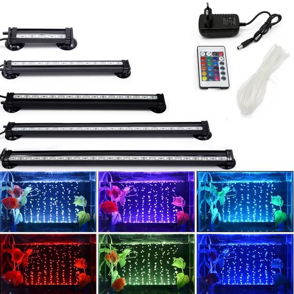 Iluminação de aquários 12CM 5050 RGB LED Aquarium Light Fish Tank Submersível Aquatic Air Bubble Oxygenation Lamp EU US Plug 230627