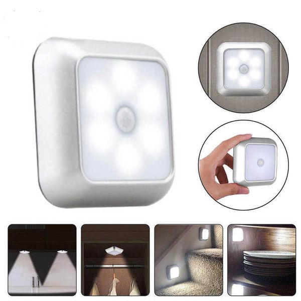 s 6 LED inteligente PIR sensor de movimento luz bateria lâmpada noturna para lâmpadas de cabeceira quarto infantil corredor passagem assento sanitário HKD230628