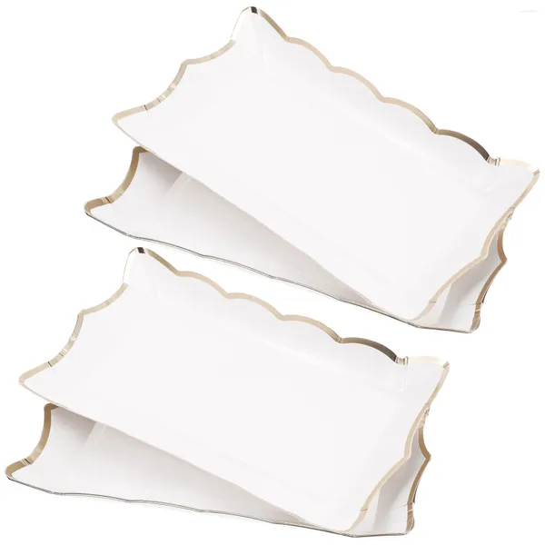 Pratos Pratos Quadrados de Papel Renda Bandejas para Festas Travessas para Biscoitos Jantar Branco