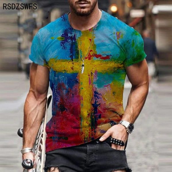 Мужские футболки Cross 3D Print Shirt For Men Elements Street Style Short Sleeve Trend Tees Women Summer Fashion Cool Hip Hop