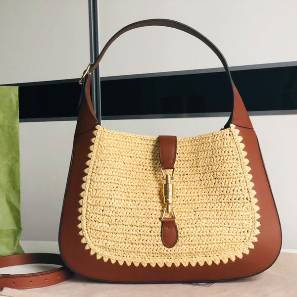 Borsa da donna firmata Borsa a tracolla lavorata a maglia PU Borsa a tracolla con pannelli Hasp Borse per trucchi leggere e facili da trasportare Uso multiuso