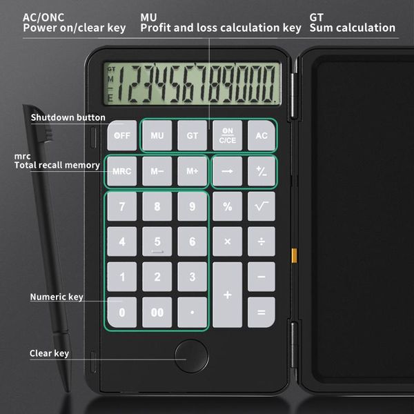 Calculadoras calculadoras de 6,5 polegadas calculadora portátil LCD Escrevendo comprimidos de comprimido calculadoras científicas blocos de desenho digital com caneta caneta de caneta