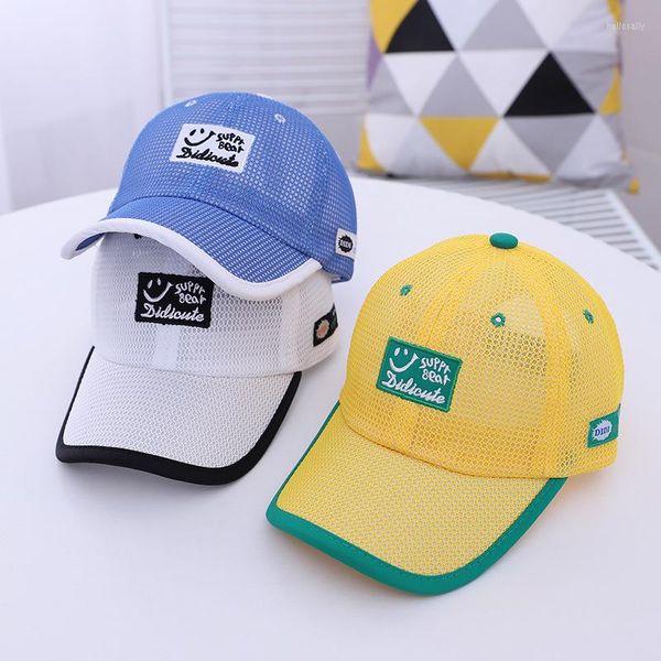 Top Kapaklar Erkek Beyzbol Şapkası Yaz Ayarlanabilir Mektup Çocuklar Snapback Şapkalar Açık Nefes Yürümeye Başlayan Kız Bebek Örgü Şapka 1 2 3 4 5 Yıl