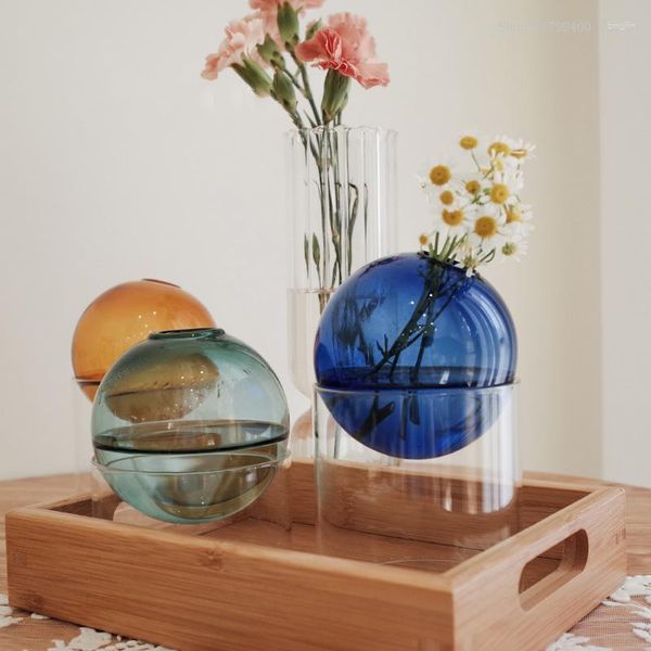 Vasos Vaso Redondo Vidro Hidropônico Cor Nórdica Decoração para Casa Sala de Estar Mini Desktop