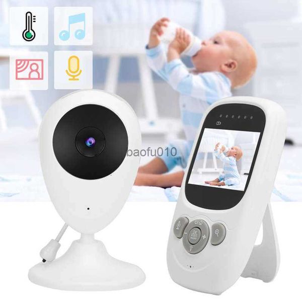 Baby Monitor Display audio video LCD digitale da 2,4 pollici senza fili con sensore di temperatura 8 ninne nanne 100-240 V Visione notturna automatica L230619