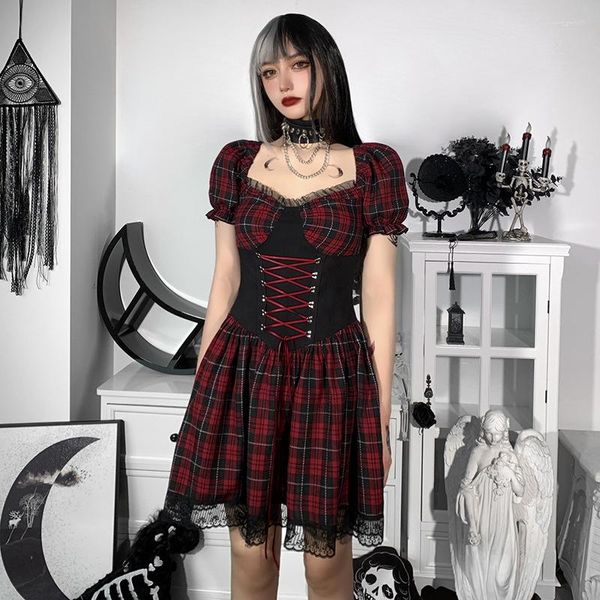 Vestidos de festa gota 2023 gótico vestido lolita halloween mini preto renda drapeado bodycon gótico vintage manga longa casamento 2k