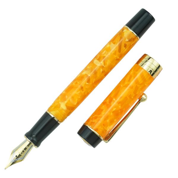 Penne Jinhao 100 Centennial Resin Fundain Penna Ice Orange EF/F/M/Bent Cint With Converter Writing Business Office Ink Penna