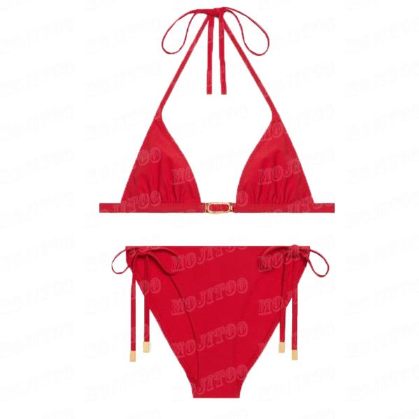 Badeanzüge mit Metallschnalle, Bikinis für Damen, Strandkleidung, Bikinis zum Binden, gepolsterte Push-Up-Badeanzüge, Designer-Bademode