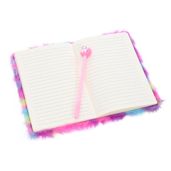 Şeritler Lock Kawaii Unicorn Diary Journal A5 Gündem Planlayıcı Organizatör Harika Peluş Not Kitap Okulu Sketchbook