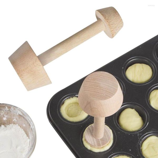 Stampi da forno Fai da te in legno Crostata Pasticceria Tamper Mini Pan Mold Doppi lati Durevole Egg Maker Mold Pusher Eggtart