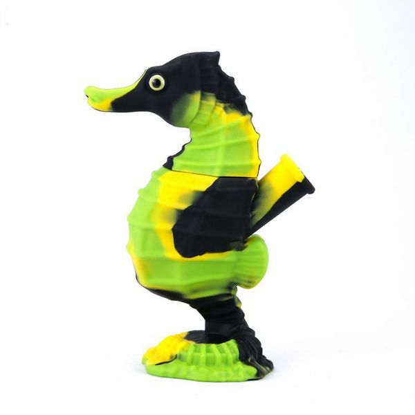 Atacado Gotoke Seahorse Silicone Water Pipe Mini Beaker Pipe 6 inch Bubbler Dab Rig Hookah Smoking Rig Free DHL