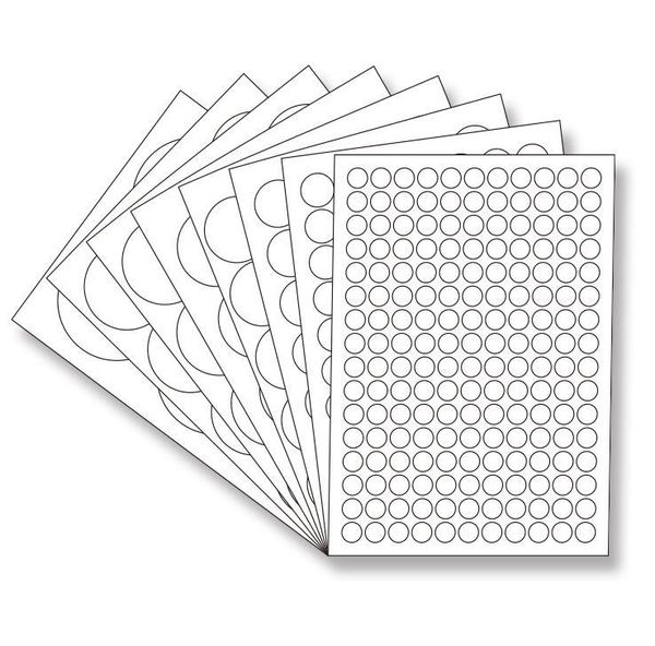 Aufkleber A4 Blatt 80Sheets/Pack 2cm 3cm 7 cm 8 cm glänzend matt weiß rund Aufkleber -Etiketten für Llaser -Drucker -Injektionsdruck
