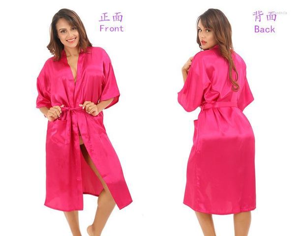 Roupa de dormir feminina Rosa Feminino Sexy Rayon Roupão Chinês Quimono Camisola de Banho Tamanho S M L XL XXL XXXL