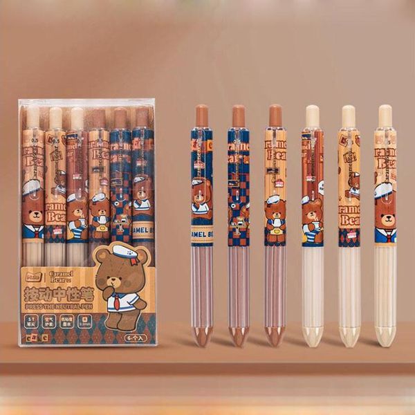 PENS 36 PCS/lotto Kawaii Bear Rabbit Press Gel Pen set carino da 0,5 mm inchiostro neutro Penne di cartoleria Gift Office SCUCCHI