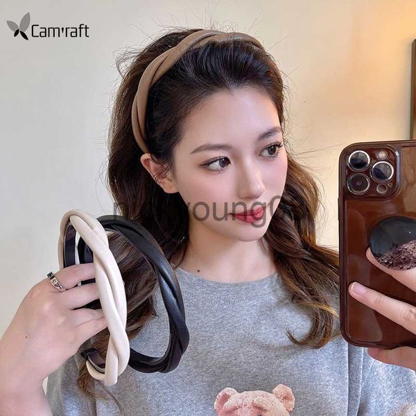 Bandane moda coreana fascia in pelle PU per le donne ragazze vintage intrecciato fasce per capelli copricapo autunno accessori per capelli x0628
