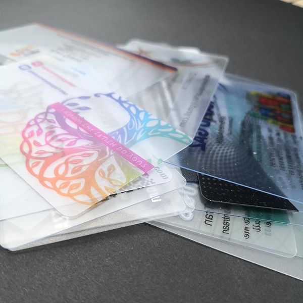 Cartões 200pcs Impressão personalizada Cartões de visita de PVC Transparent PVC
