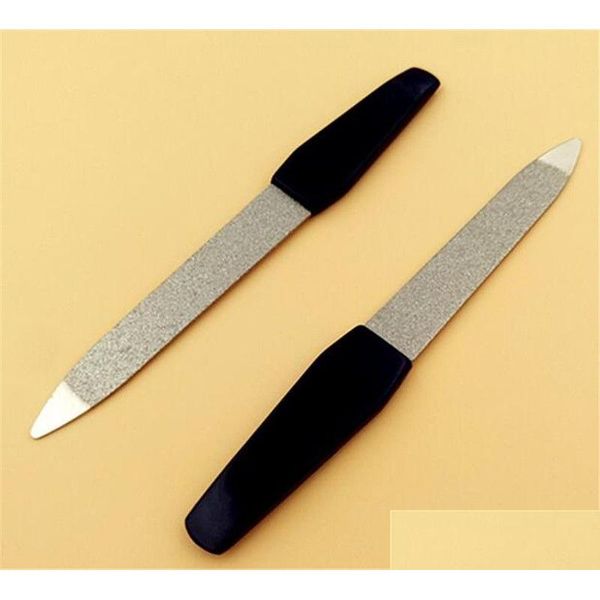 Empurradores de cutículas Cabo de plástico Limas de unha dupla face de metal Pro File Faça você mesmo Manicure Pedicure Ferramenta Kd1 Drop Delivery Saúde Beleza Arte Dhapl