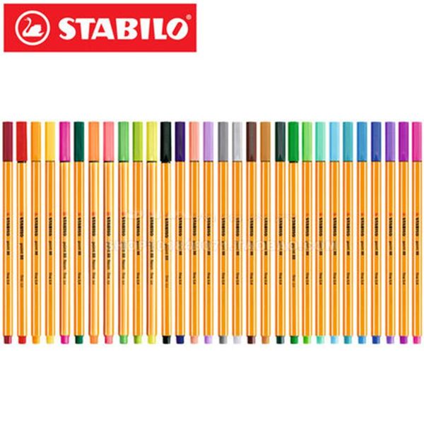 Canetas 25pcs Stabilo 88 Gel Pen Hook Pen Pintura de estudante para colorir graffiti esboço caneta colorida caneta 0,4mm