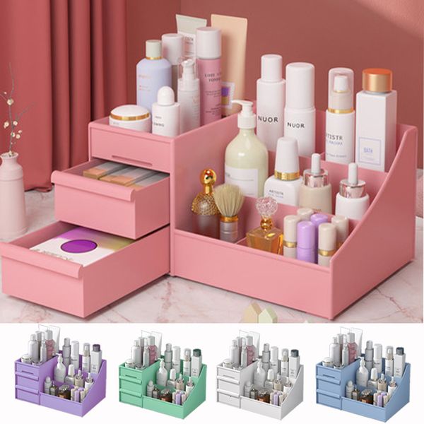 Lagerung Halter Racks Kosmetik Make-Up Organizer Für Kosmetik Box Mit Schublade Make-Up Fall Container Schmuck Set Schreibtisch 230627