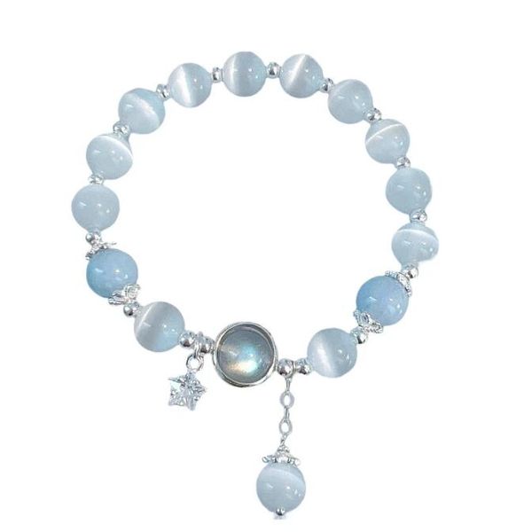 Perlen Design Armbänder Stern Schmetterling Opal Aquamarin Mondstein Kristall Damen Armband für Mädchen Damen Luxus Elastische 8mm Perle CHA OTP72