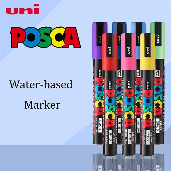 Markierungen Uni POSCA Marker Stift Set PC1M PC3M PC5M POP POSTER ADERTISIVE PEN PAST Comic Malerei Runde Kopfkunst Wasserbasis Schreibwaren