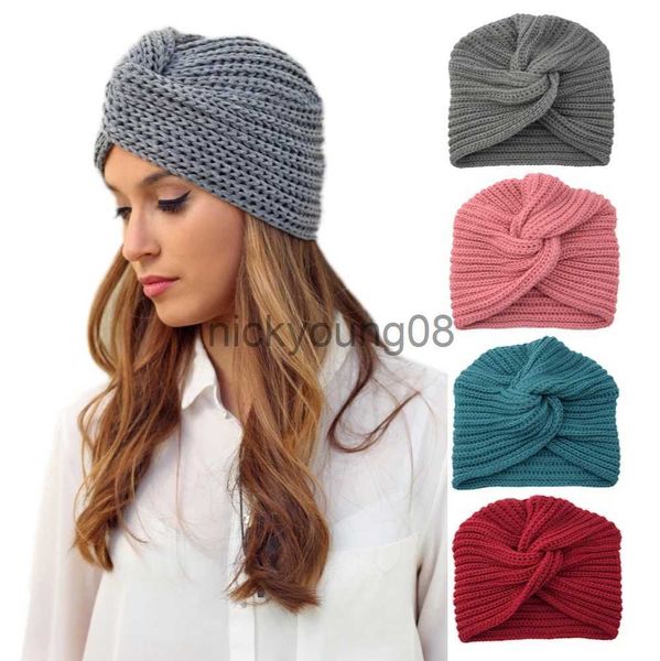 Bandanas Bohemian Fashion Herbst Winter Wärmer Ohr Gestrickte Stirnband Kopfbedeckungen Frauen Häkeln Kreuz Breite Stretch Wärmer Haarband Headwrap x0628