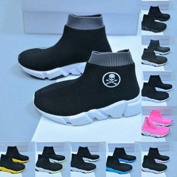 Kinderschuhe Speed Paris High Sock Kleinkind Designer schwarze Turnschuhe Mädchen Jungen Baby Jugend Kleinkinder Größe 25-35