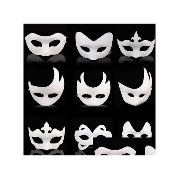 Маски для вечеринок Maskit Blank White Masquerade Mask - Diy Half / Fl Face Animal Cartoon For Kids / Adts Halloween Mardi Gras Christmas Drop D Dhrvu