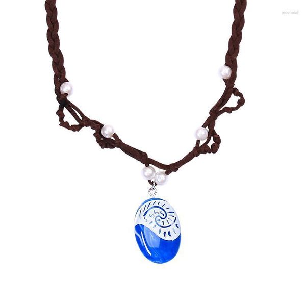 Collane con ciondolo Collana per principessa Monana Accessorio per ragazza cosplay Regalo per film Cuore di Te Fiti Gioielli con catena in pietra bluCiondolo Gord22