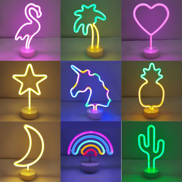 Andere Partyzubehör für Veranstaltungen, LED-Neon-Nachtlicht, leuchtendes Flamingo-Einhorn, ananasförmiges Wand-Neonlichtschild für Kinderzimmer, Zuhause, Schlafzimmer, Party-Dekoration 230627