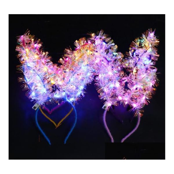 Outros artigos para festas de eventos Led Bunny Ear Headband Light Up Coelho Orelhas compridas Hairband Kids Adt Casamento Halloween Natal Aniversário Dhq7V