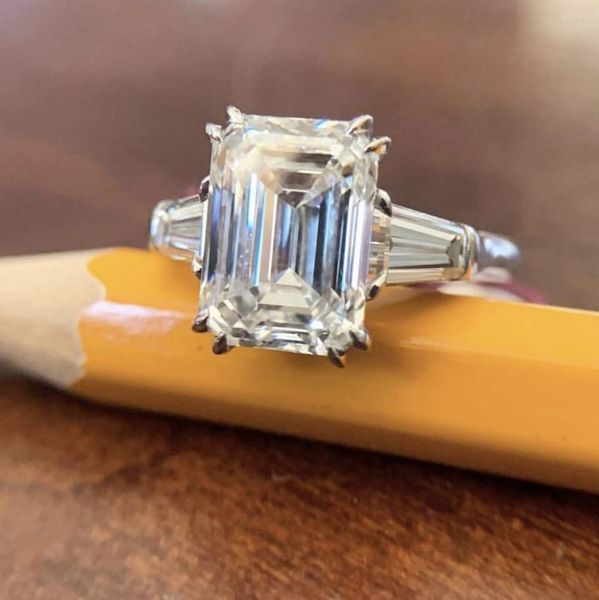 Cluster Ringe Luxus 925 Sterling Silber Simulierte Diamant Hochzeit Engagement Cocktail Frauen Topas Finger Original Marke Schmuck