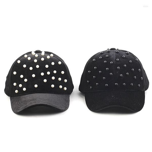 Cappellini da baseball Summer Fashion Girl Pearl Suede Tinta unita Berretto da baseball Regolabile Donna Outdoor Sprots Snapback Cappelli da sole Hip Hop con visiera