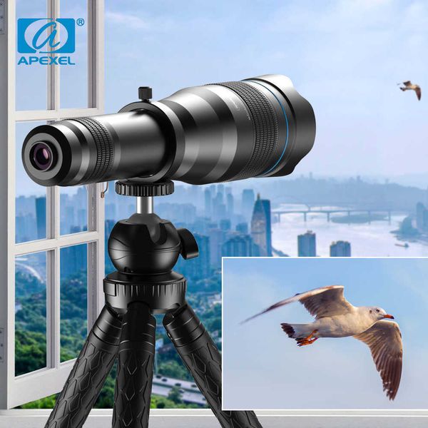 Teleskop-Fernglas APEXEL Mobiltelefon-Zoom NS-Serie HD 28X 36X 60X Monokular-Telefonkamera Tescope NS + SelfieTripod für iPhone Samsung Huawei HKD230627