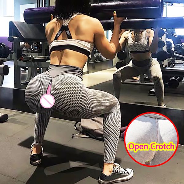 Calça legging sexy aberta entre as pernas com zíperes ocultos malha estilo meia arrastão sem virilha calcinha elástica push up menina sexo ao ar livre