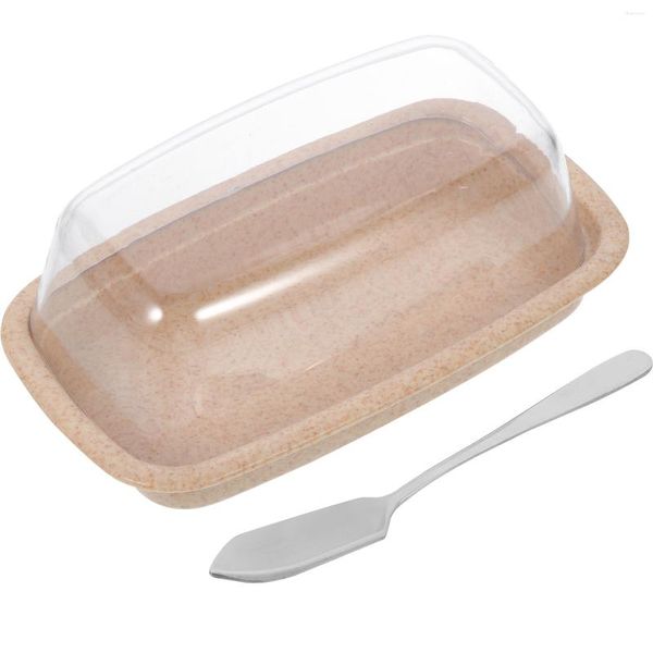 Utensílios de jantar conjuntos de manteiga placa de pão de pão de pão de plástico recipientes de plástico caixa de tampa doméstica Clear Cheeset Cheese Dish Restaurant