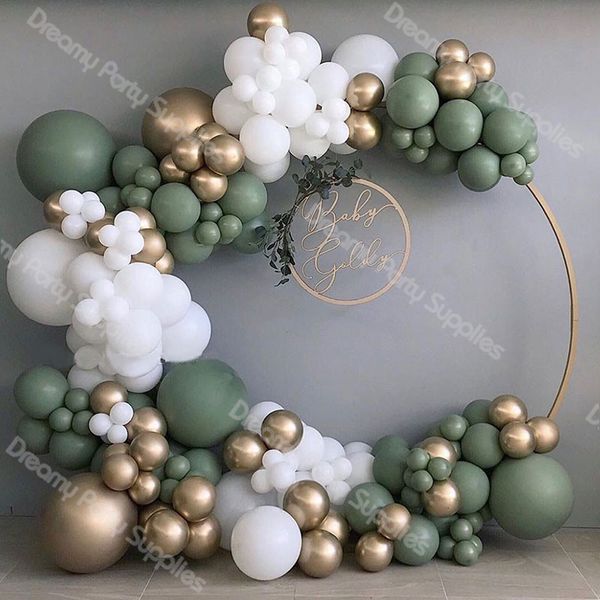 Altre forniture per feste di eventi 137 pezzi Baby Shower Garland Arch Baptism Boy Bottism Boy Sage Green White Gold Gold Birthing Bride to Be Decorazione per feste 230628