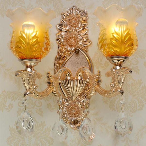 Wandlampen Luxusbeleuchtung Wohnzimmer Gold Licht Kristall Lampe Gang Treppe Zinklegierung EL Badezimmerspiegel