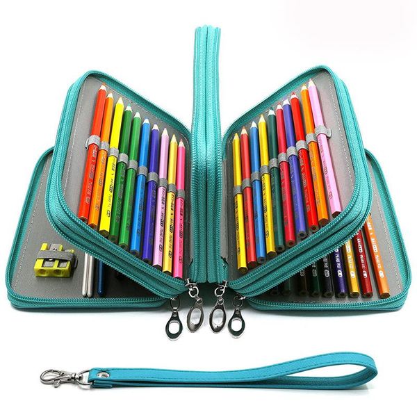 Tiras 72 buracos capa de lápis escolar caixa de caneta grande para meninos de garotos bolsa de cartucho de lápis grande 4 camadas de bolsa de papelaria penal suprimentos