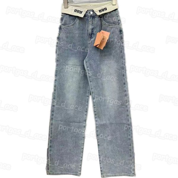 Frauen Denimhose Blau hohe Taille Jeans