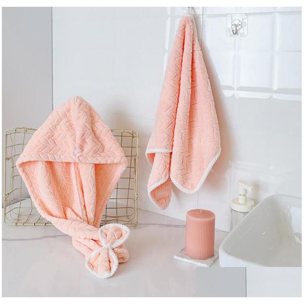Шапочки для душа Softdry Шапочка для сушки волос из микрофибры - Twist Dry Towel Turban For Bonnet Style Быстро впитывающий розовый. Drop Delivery Home Гар Дхаз