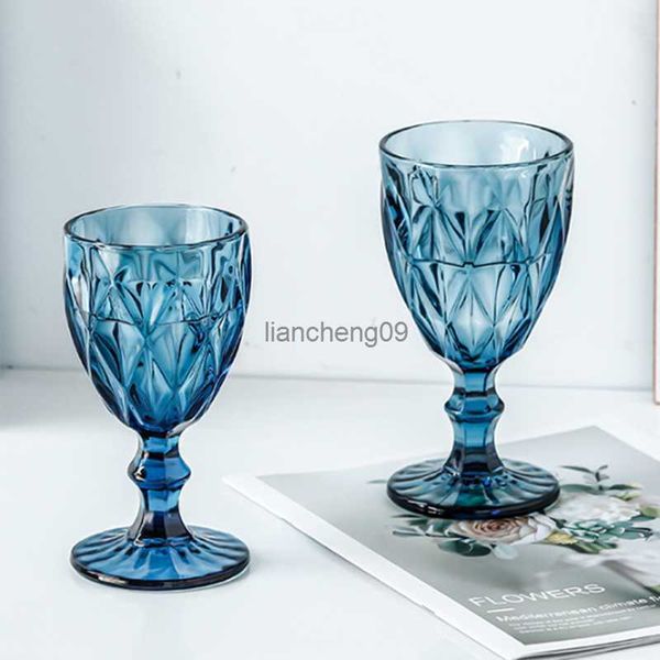 4/2Pcs Diamant Geprägte Glas Wasser Tasse Europäischen Farbe Becher Hause Trinken Party Hochzeit Rotwein Glas Drink urlaub Geschenke L230620