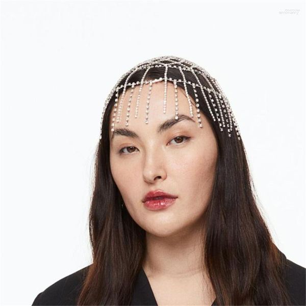 Grampos de cabelo vendendo corrente de cabeça cheia de strass moda feminina requintada multicamada borla acessórios atacado