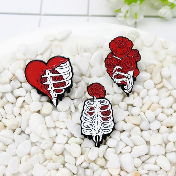 Broches Coração Flor Órgão Esmalte Pins Acessórios Personalizados Jóias Atacado Anatomia Pulmões Cérebro Broche Bolsa Roupas Distintivo Presente