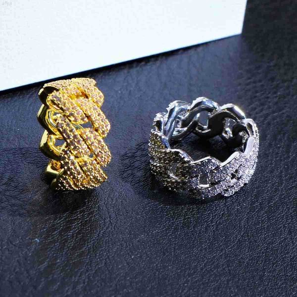 Кольцо на бедро Link Iced Наши кольца с бриллиантами из лаборатории муассанита Настоящее серебро Чистое золото