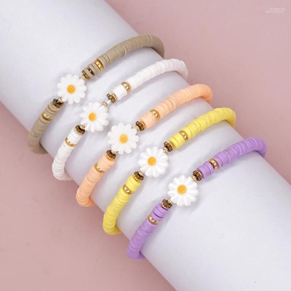 Strang Go2boho Blumen Ton einfaches Gänseblümchen-Armband, Mode-Accessoire, dehnbar, für Frauen, süße Mädchen, Freundschaft