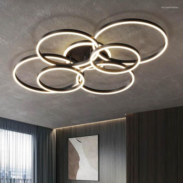 Lampadari Lampada da soggiorno 2023 LED Atmosfera minimalista moderna High-end Nordic Circular Hall Light Soffitto di lusso